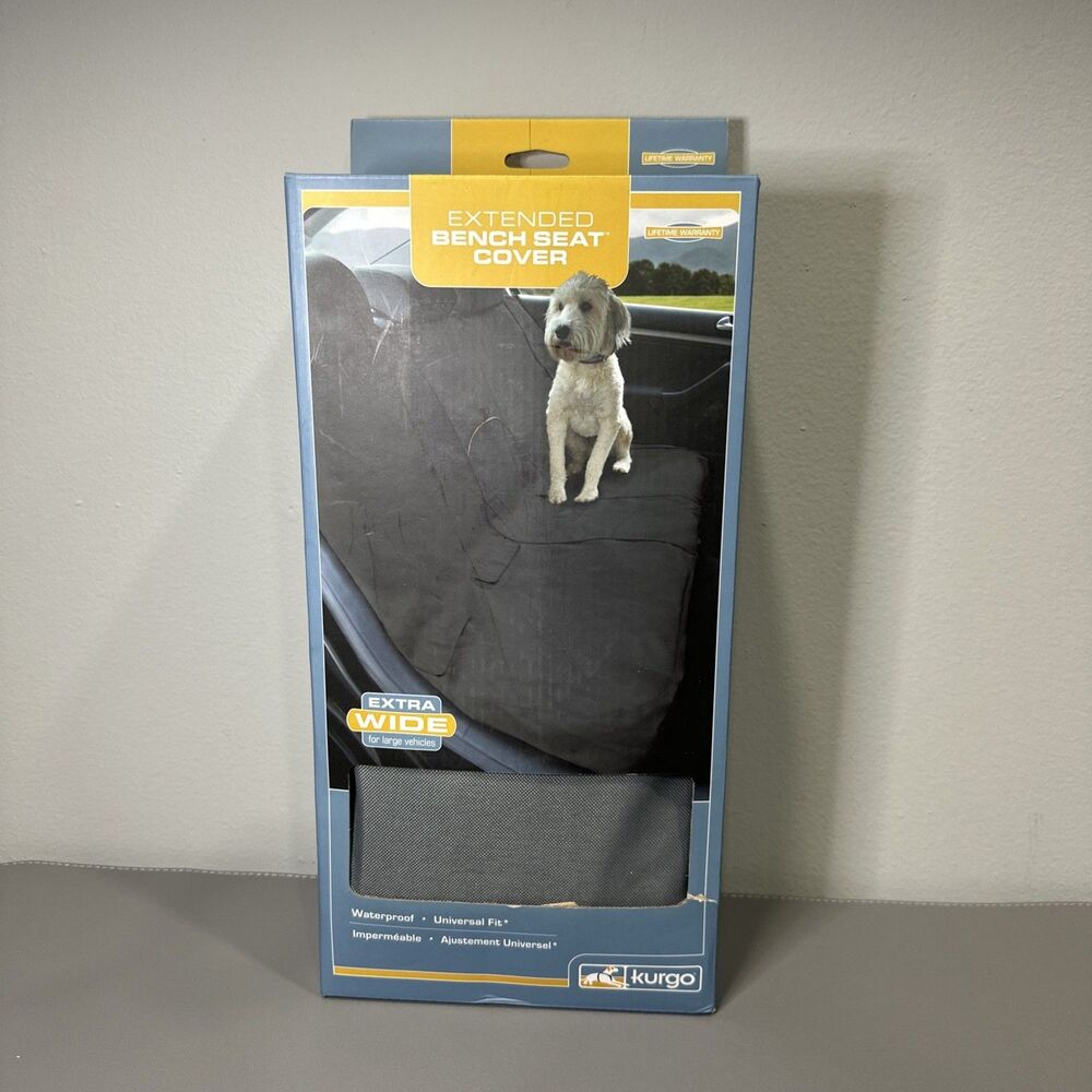Kurgo Extended Bench Seat Cover Charcoal Extra Wide Waterproof Dog Car Protector